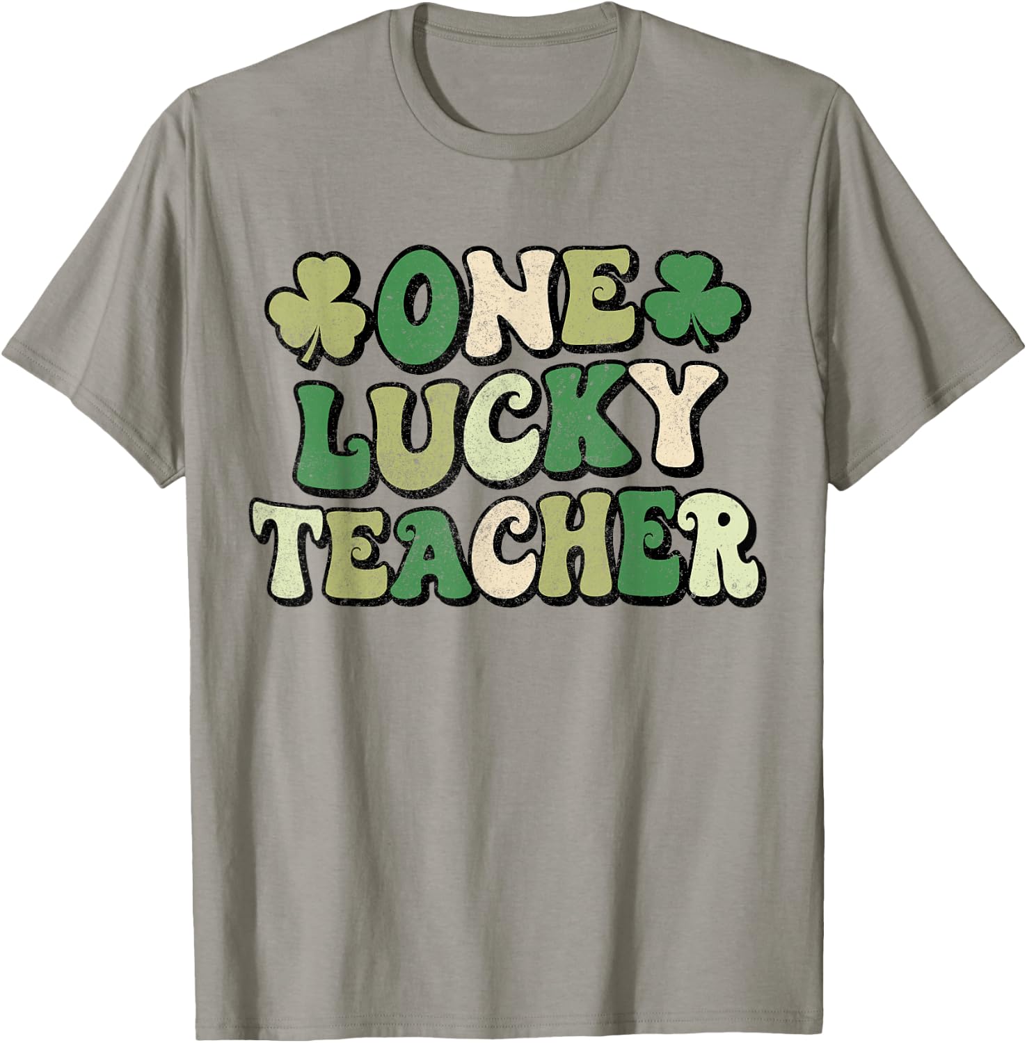 One Lucky Teacher Groovy Retro Teacher St Patrick's Day Women Kids T-Shirt - T-Shirt | Sand