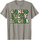 One Lucky Teacher Groovy Retro Teacher St Patrick's Day Women Kids T-Shirt - T-Shirt | Sand