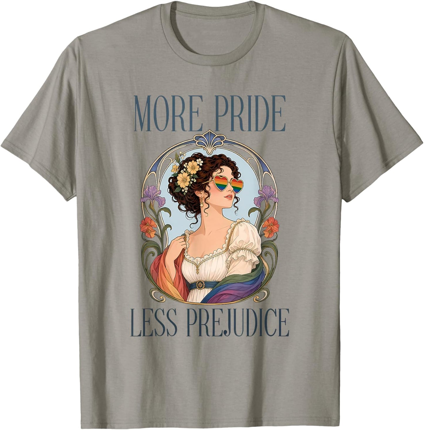 Vintage More Pride Less Prejudice Rainbow Pride Aesthetic T-Shirt - T-Shirt | Sand