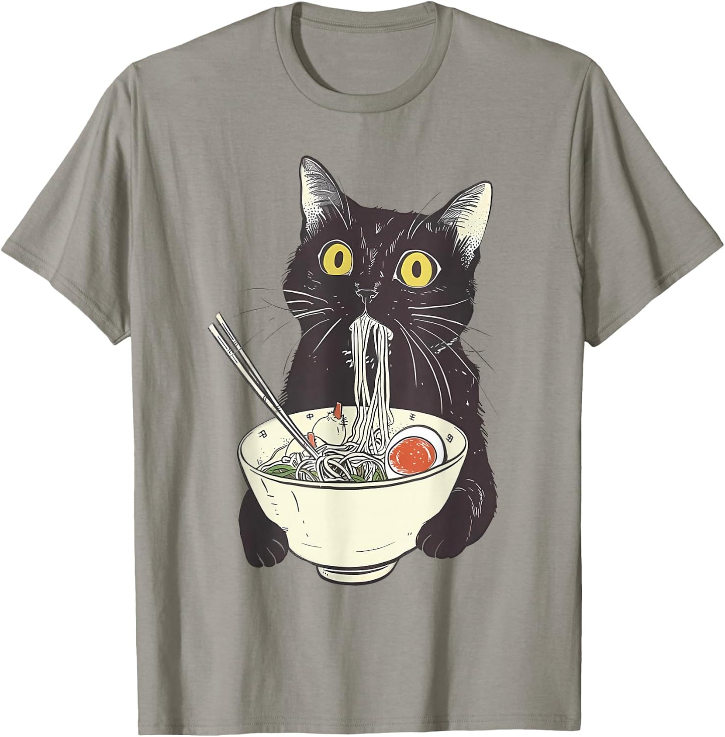Cat Ramen Noodle Japanese Anime Manga Kawaii Cat , White T-Shirt - T-Shirt | Sand