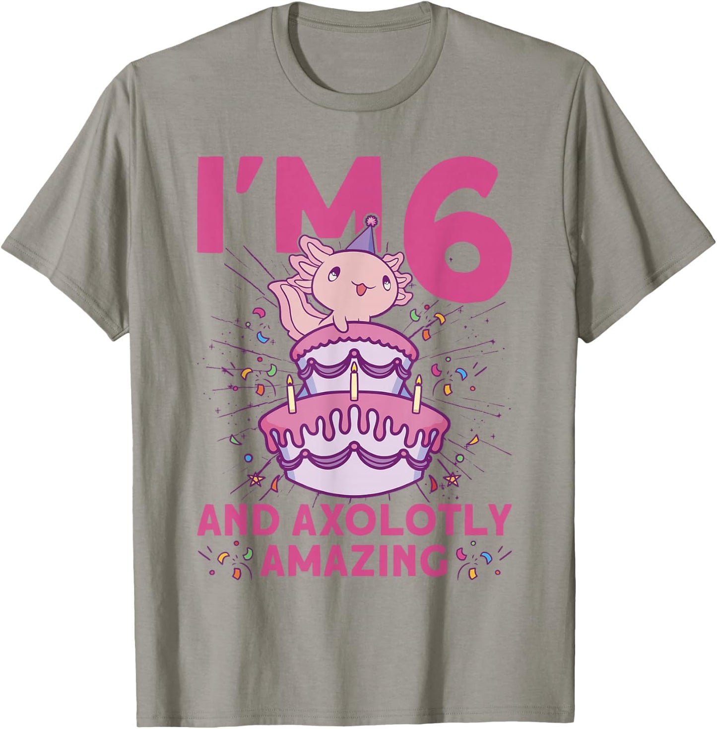 I'm 6 bday Axolotl party cute 6th Birthday Kids Axolotl T-Shirt - T-Shirt | Sand