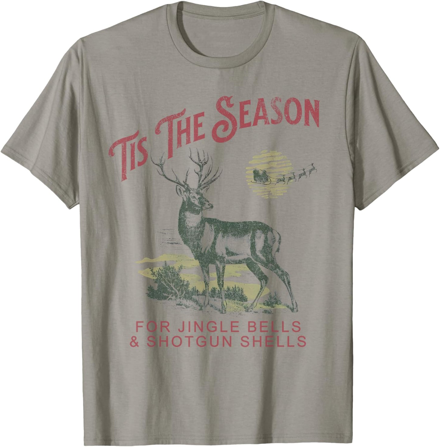 Tis The Season Reindeer Jingle Bells Vintage Shotgun-Shells T-Shirt - T-Shirt | Sand