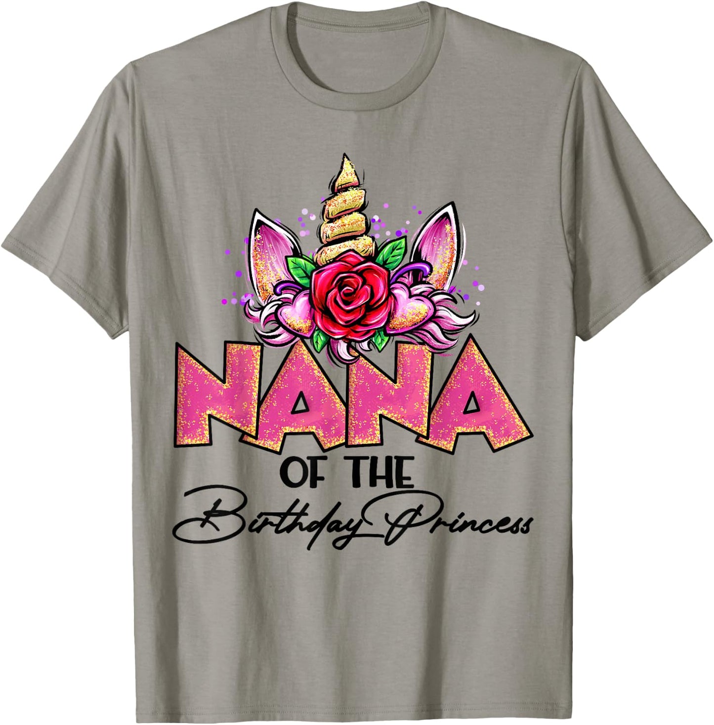 Nana of the Birthday Princess Unicorn Matching Family T-Shirt - T-Shirt | Sand