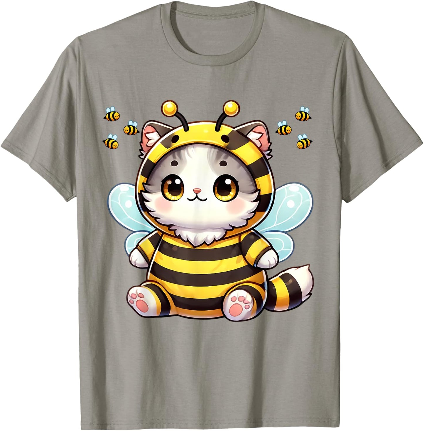Bee Cat BeeCat Cute Funny Kitten Cat Dressed As A Bee Men Women Girls Kids T-Shirt - T-Shirt | Sand