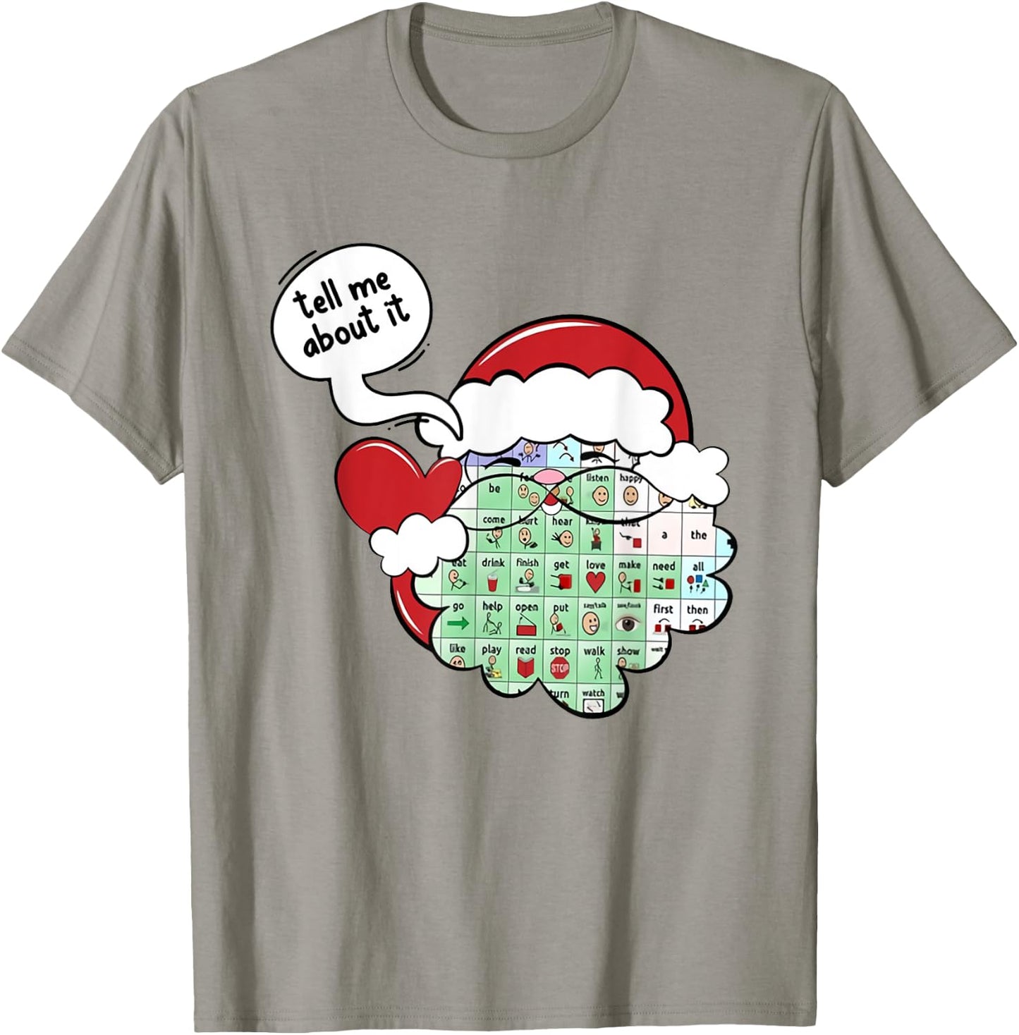 SLP Xmas Santa Your Words Matter AAC Inclusion Sped Teacher T-Shirt - T-Shirt | Sand