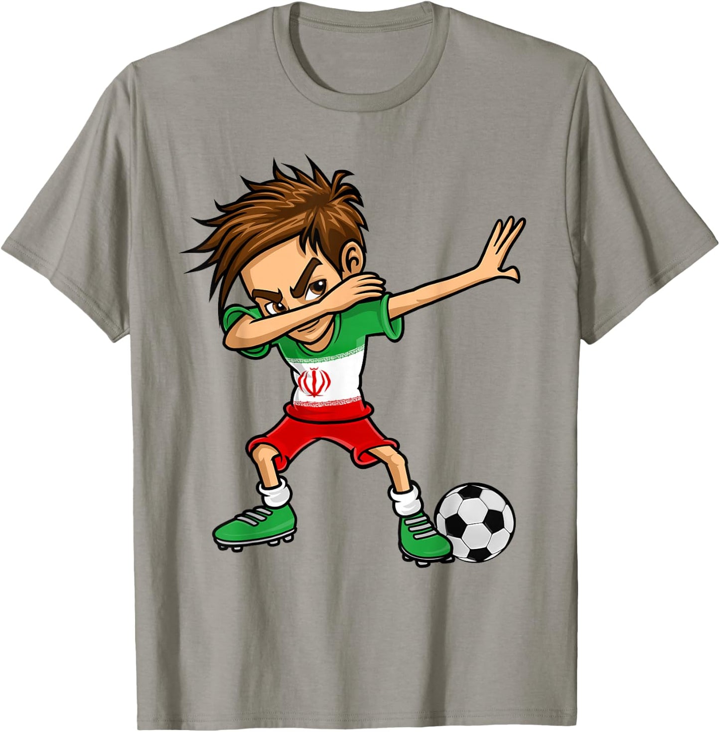 Dabbing Boy Iran Soccer Jersey Iranian Flag T-Shirt - T-Shirt | Sand