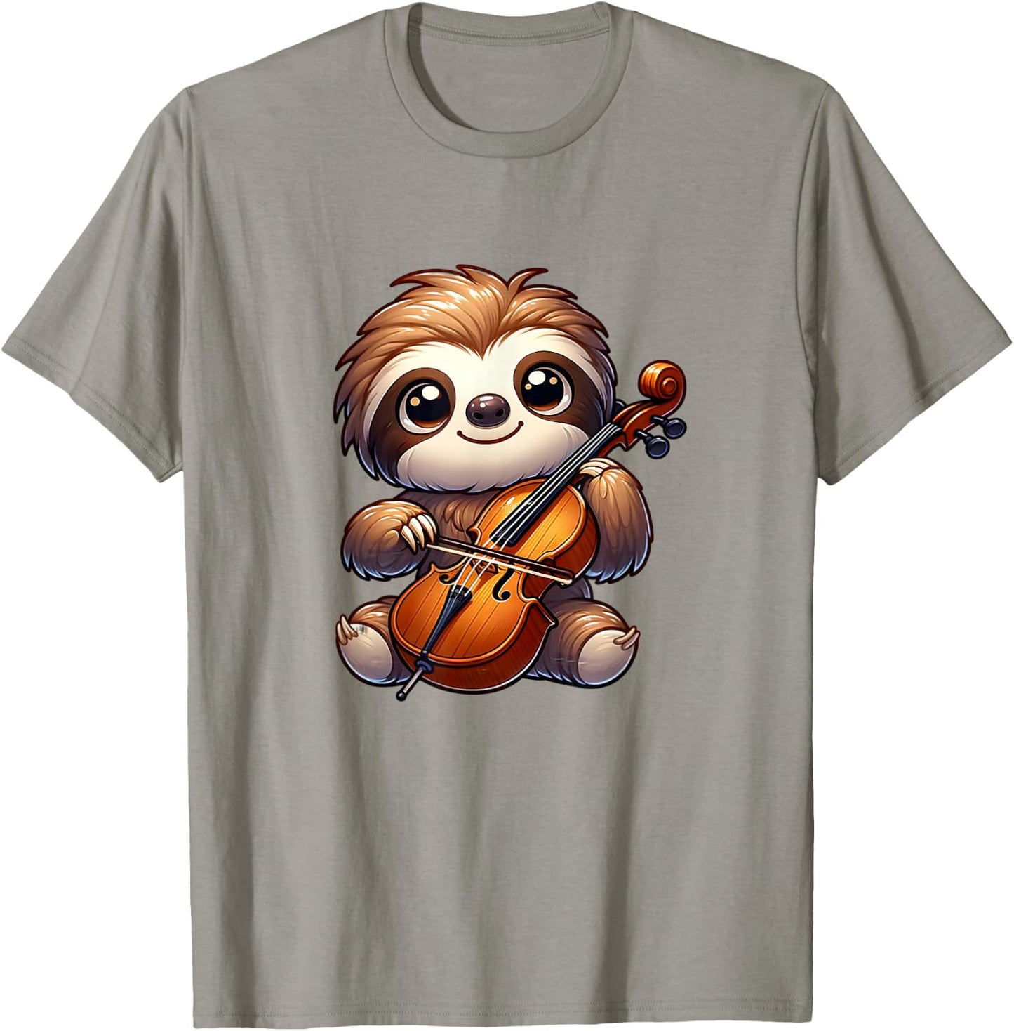 Cute Sloth Playing Cello Kids Boys Girls Kawaii Sloth Lover T-Shirt - T-Shirt | Sand