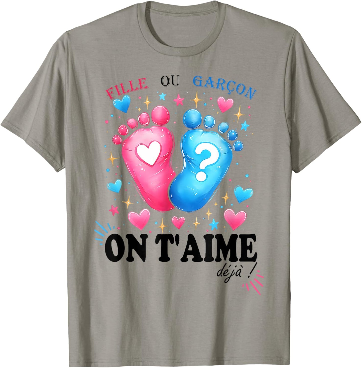 Gender Reveal Girl Or Boy On T'aime Déjà Boys , grey, S T-Shirt - T-Shirt | Sand