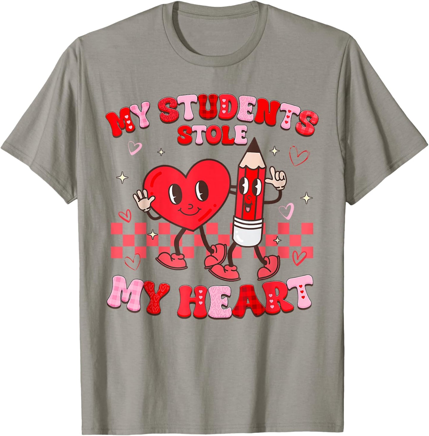 Groovy My Students Stole My Heart Valentines Day Teachers T-Shirt - T-Shirt | Sand