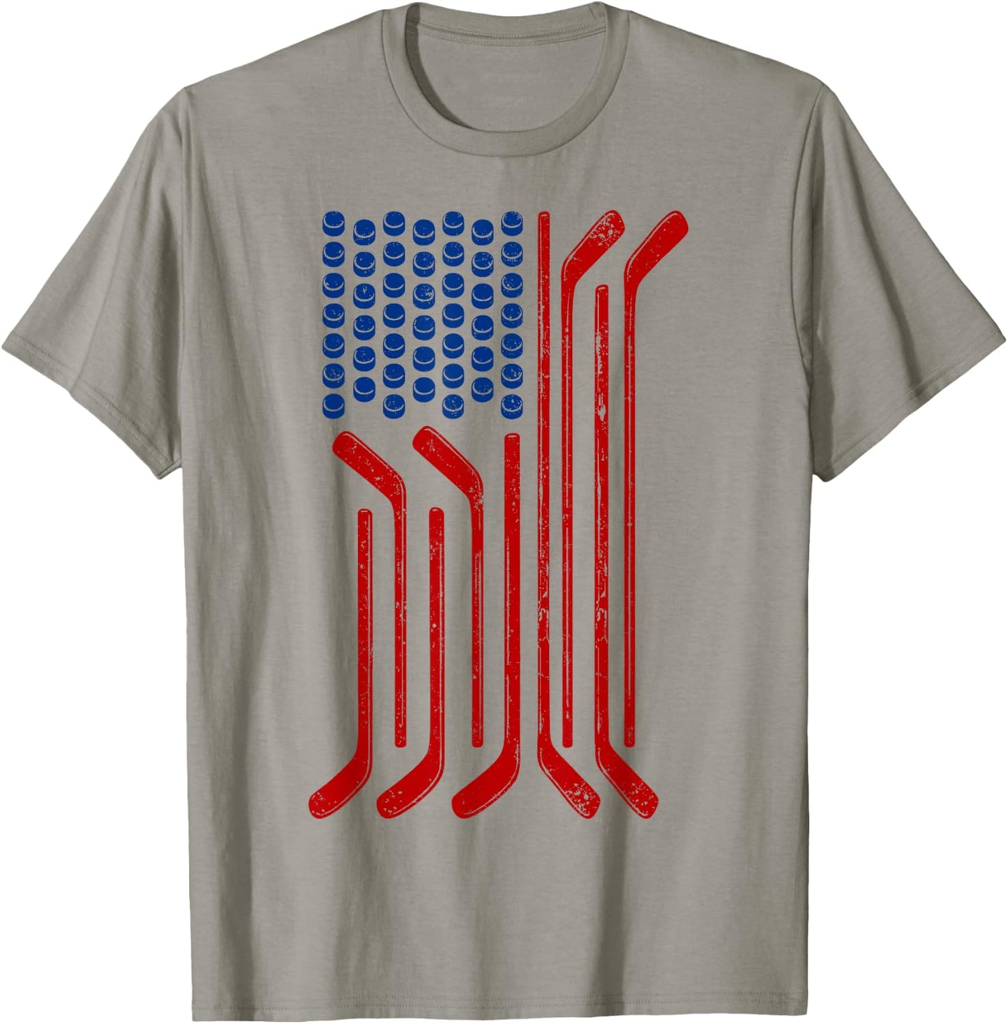 Vintage USA Flag American Ice Hockey Patriotic Sports T-Shirt - T-Shirt | Sand