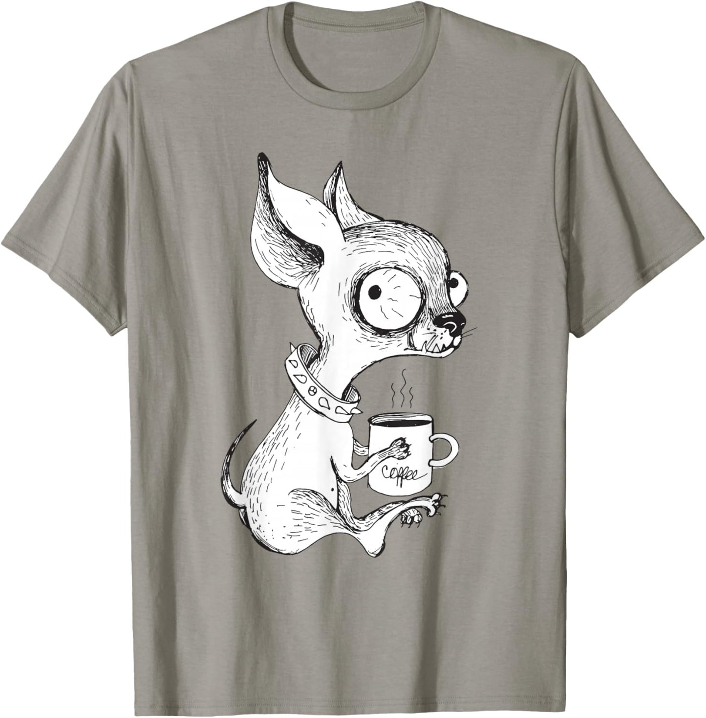 Cute Unique Chihuahua & Coffee Art | Dog Lover Gift T-Shirt - T-Shirt | Sand