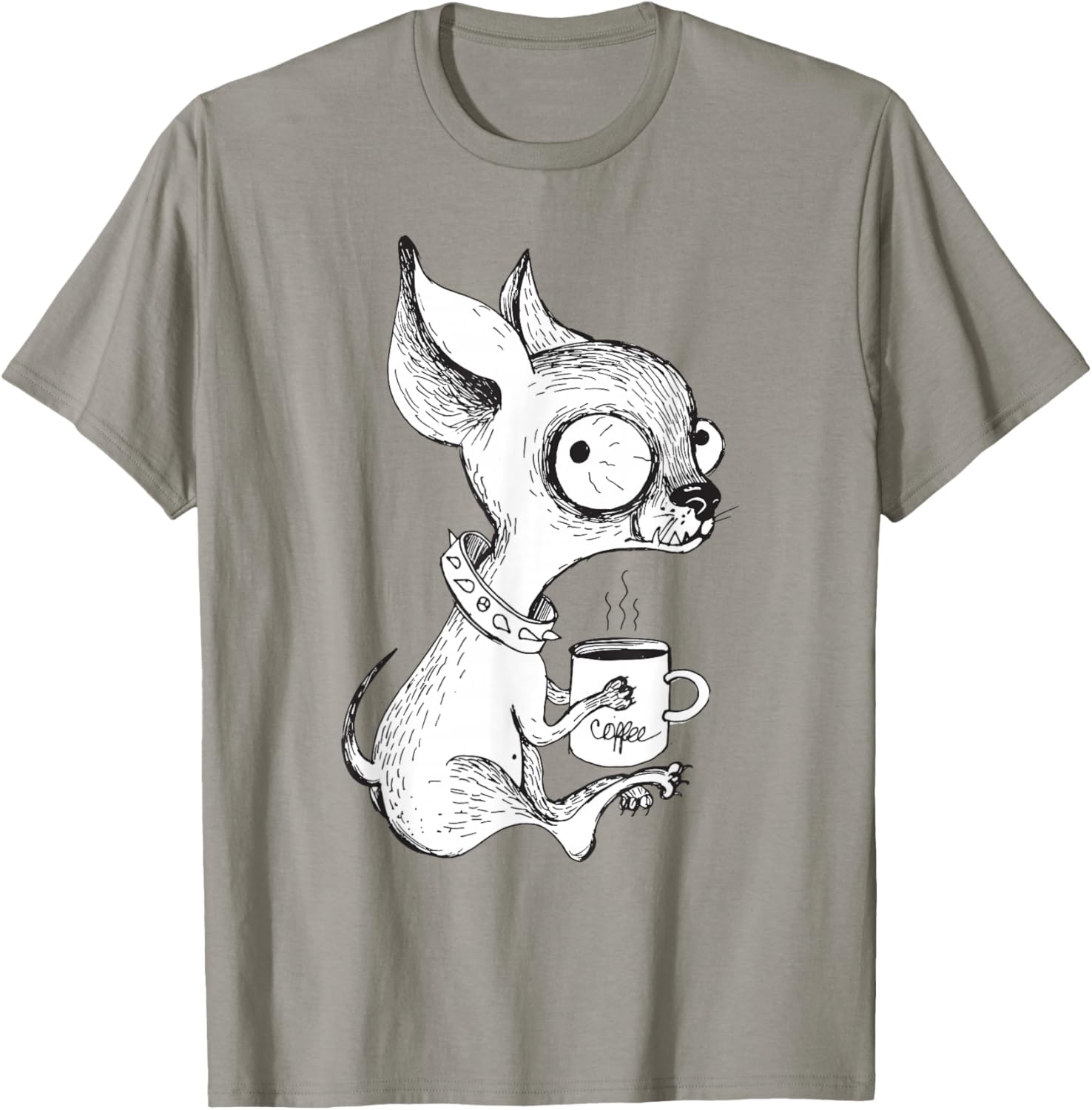 Cute Unique Chihuahua & Coffee Art | Dog Lover Gift T-Shirt - T-Shirt | Sand