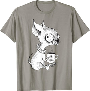 Cute Unique Chihuahua & Coffee Art | Dog Lover Gift T-Shirt - T-Shirt | Sand