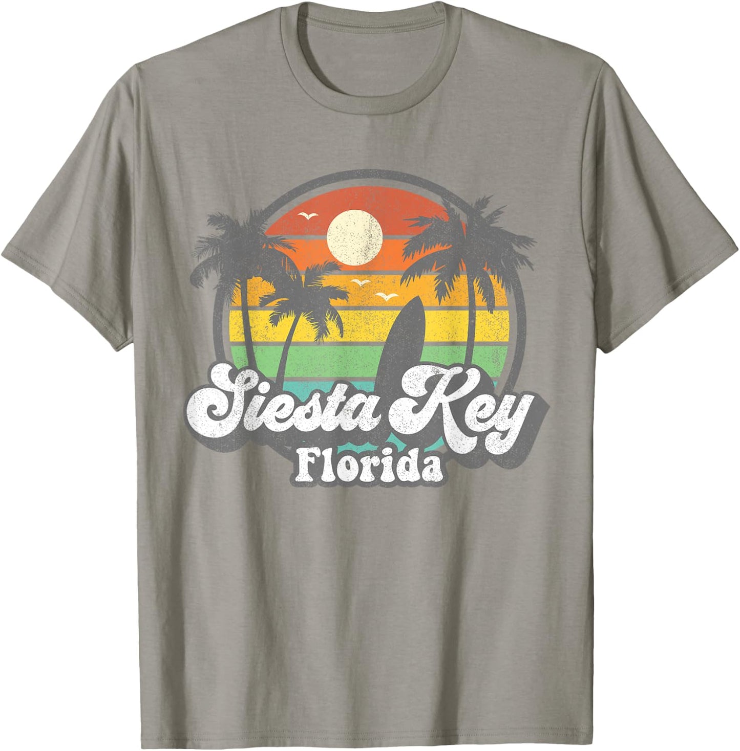 Vintage Siesta Key Beach Florida Surfing Retro 70s Surf Gift Women Girls Kids T-Shirt - T-Shirt | Sand