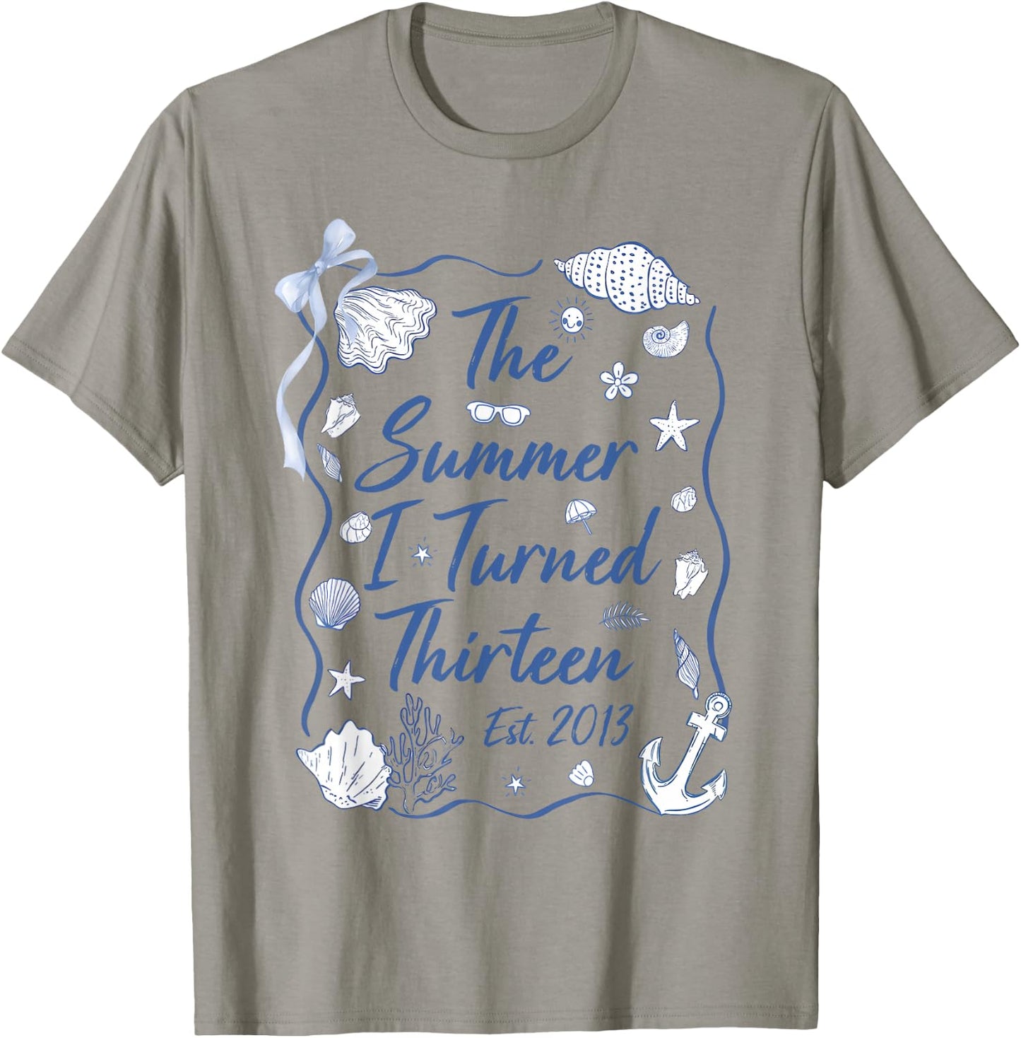 Summer I Turned Thirteen Est 2013 Seashell Coastal Beach T-Shirt - T-Shirt | Sand