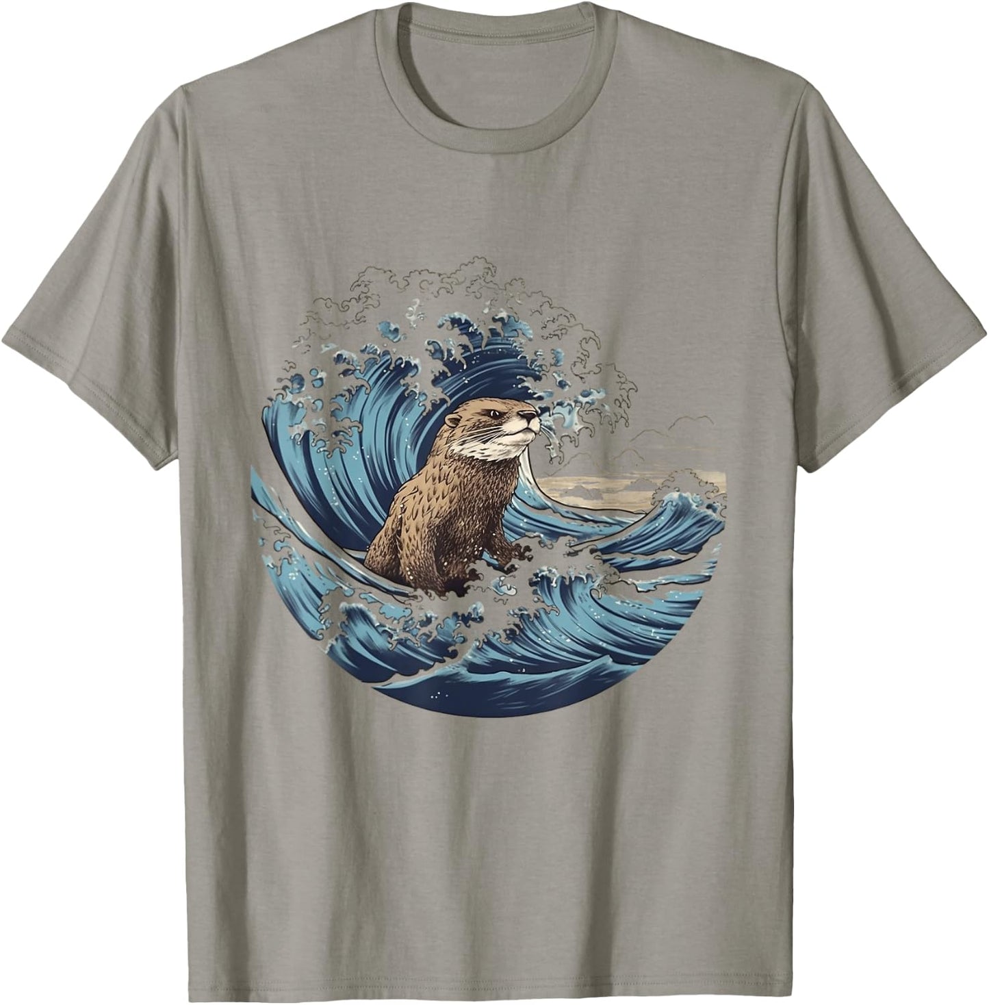 River Otter The Great Wave Of Kanagawa T-Shirt - T-Shirt | Sand