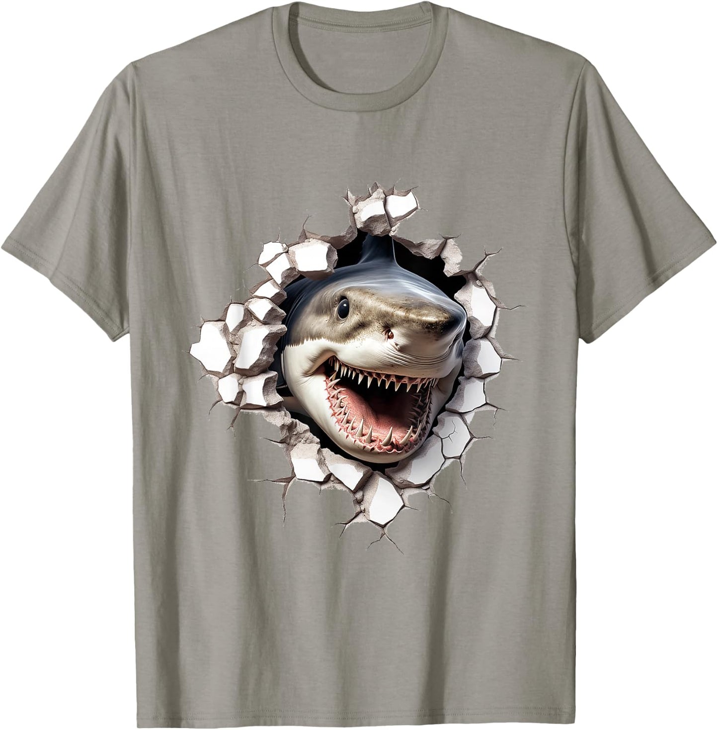 Animal Print Shark Drawing Illustration Drawing , white, S T-Shirt - T-Shirt | Sand