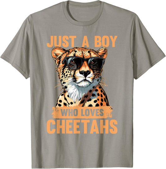 Funny Cheetah Animal Just A Boy Who Loves Cheetahs T-Shirt - T-Shirt | Sand