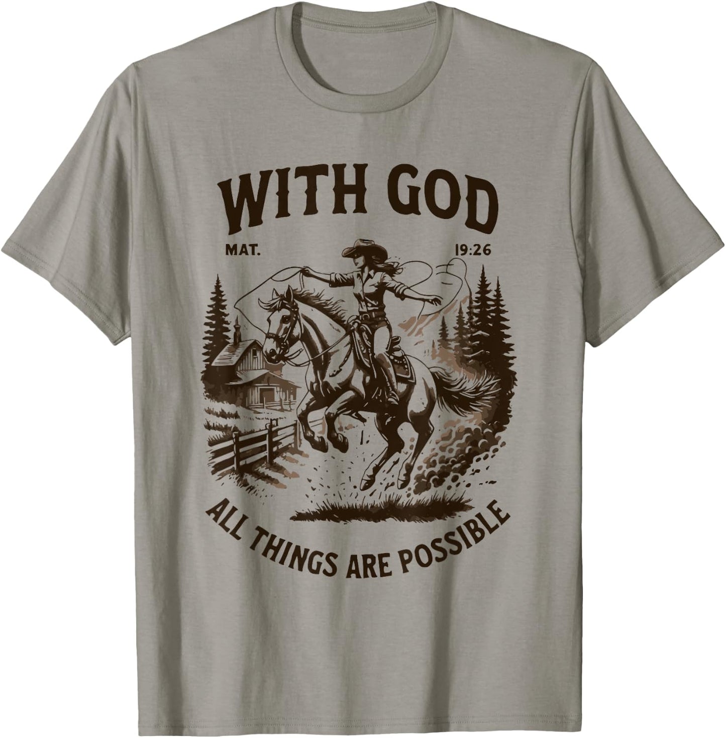Cowgirl Bible Scripture Verse Jesus For Ladies Faith Western T-Shirt - T-Shirt | Sand