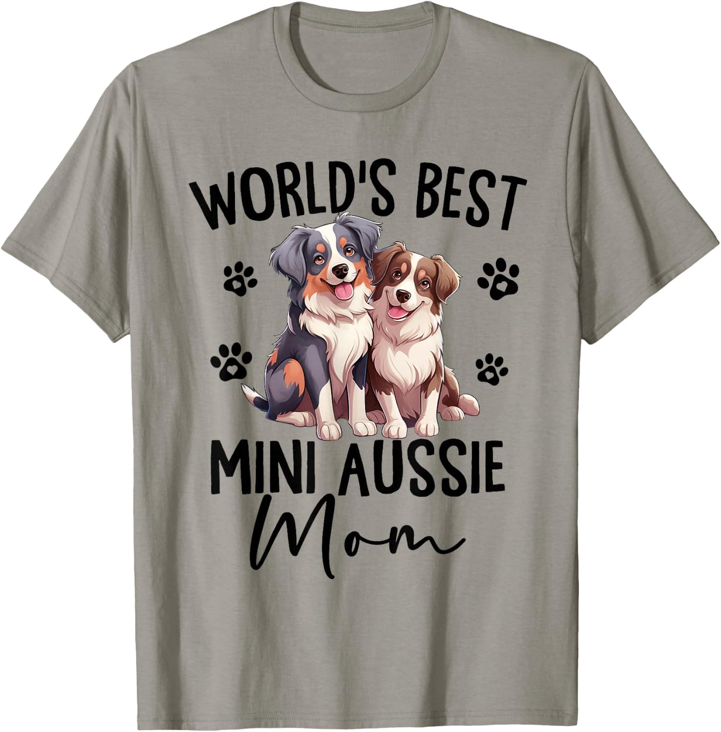 Mini Australian Shepherd Mom World's Best Aussie Mom Dog T-Shirt - T-Shirt | Sand