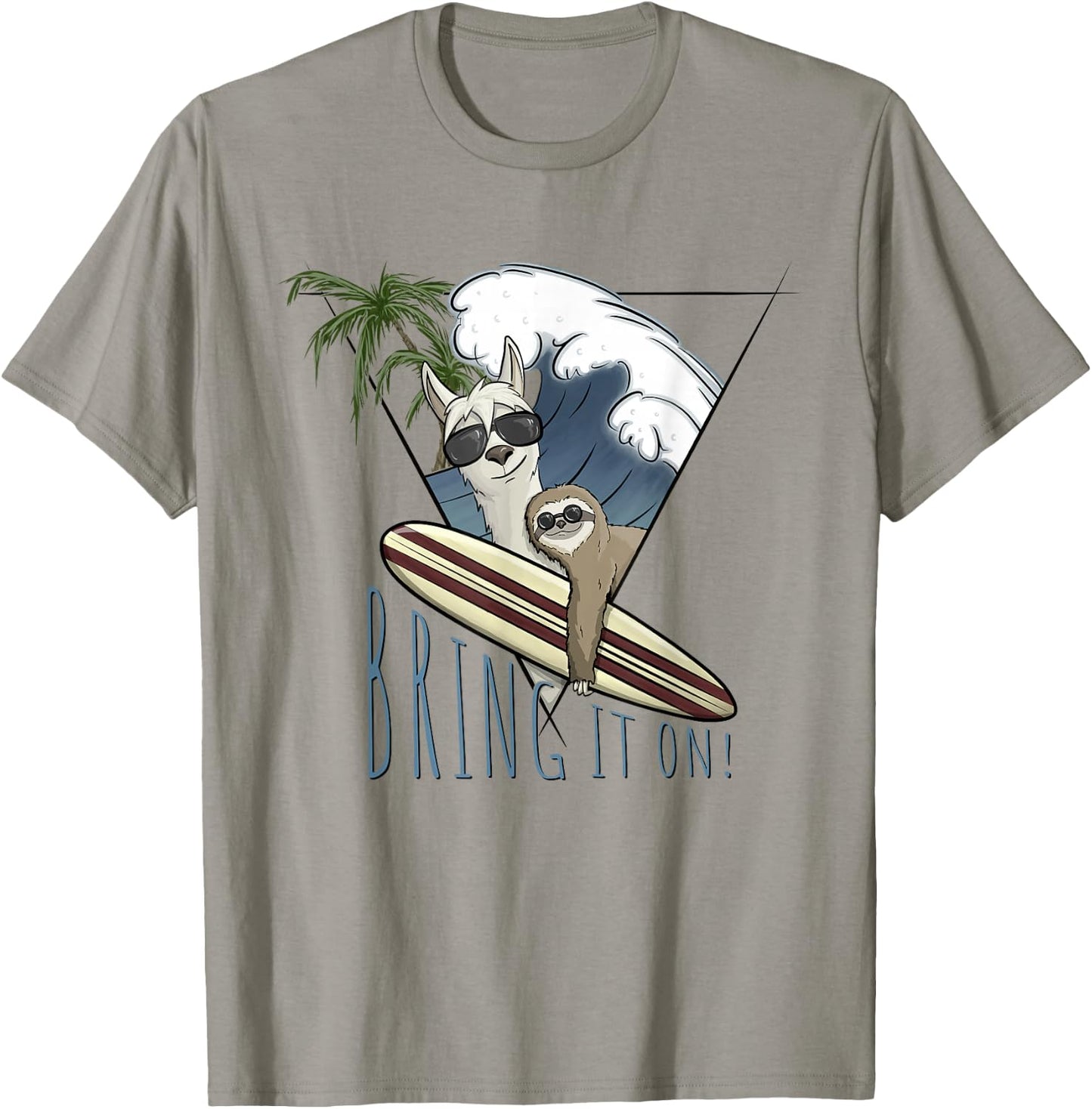Bring it on! Lama & Faultier Surf Art Lifestyle Fun T-Shirt - T-Shirt | Sand