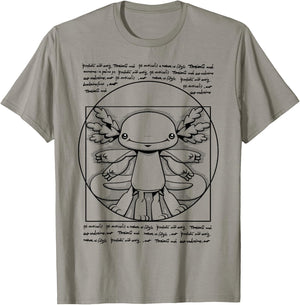 Axolotl Shirt - Funny Vitruvian Man Art Renaissance Axolotl T-Shirt - T-Shirt | Sand