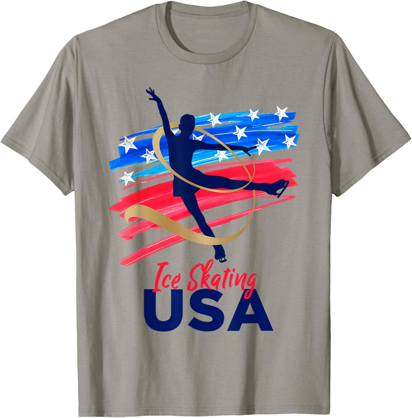 Ice Skating Dance Support The Team USA Flag T-Shirt - T-Shirt | Sand