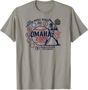 Men's College World Series 2026 NCAA Baseball 8-Team White T-Shirt - T-Shirt | Sand
