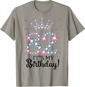 82 It's My Birthday Pink Crown 82nd Birthday Gifts T-Shirt - T-Shirt | Sand