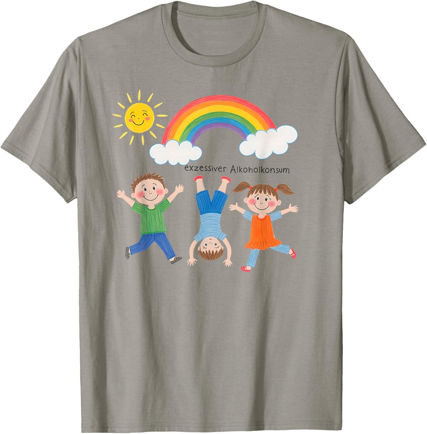 Excessive Alcohol Consumption X Funny Children's Drawing T-Shirt - T-Shirt | Sand