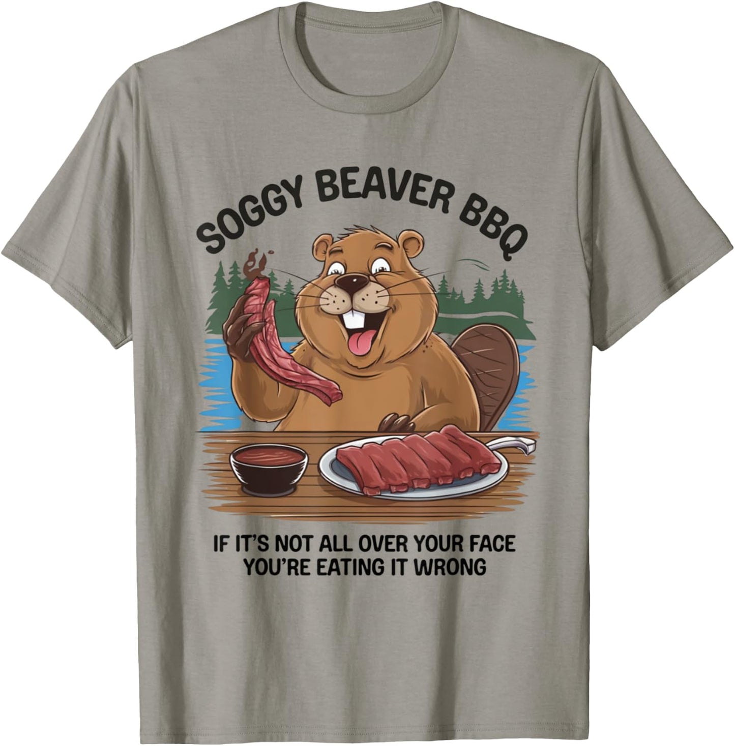 Soggy Beaver Bbq T-Shirt - T-Shirt | Sand