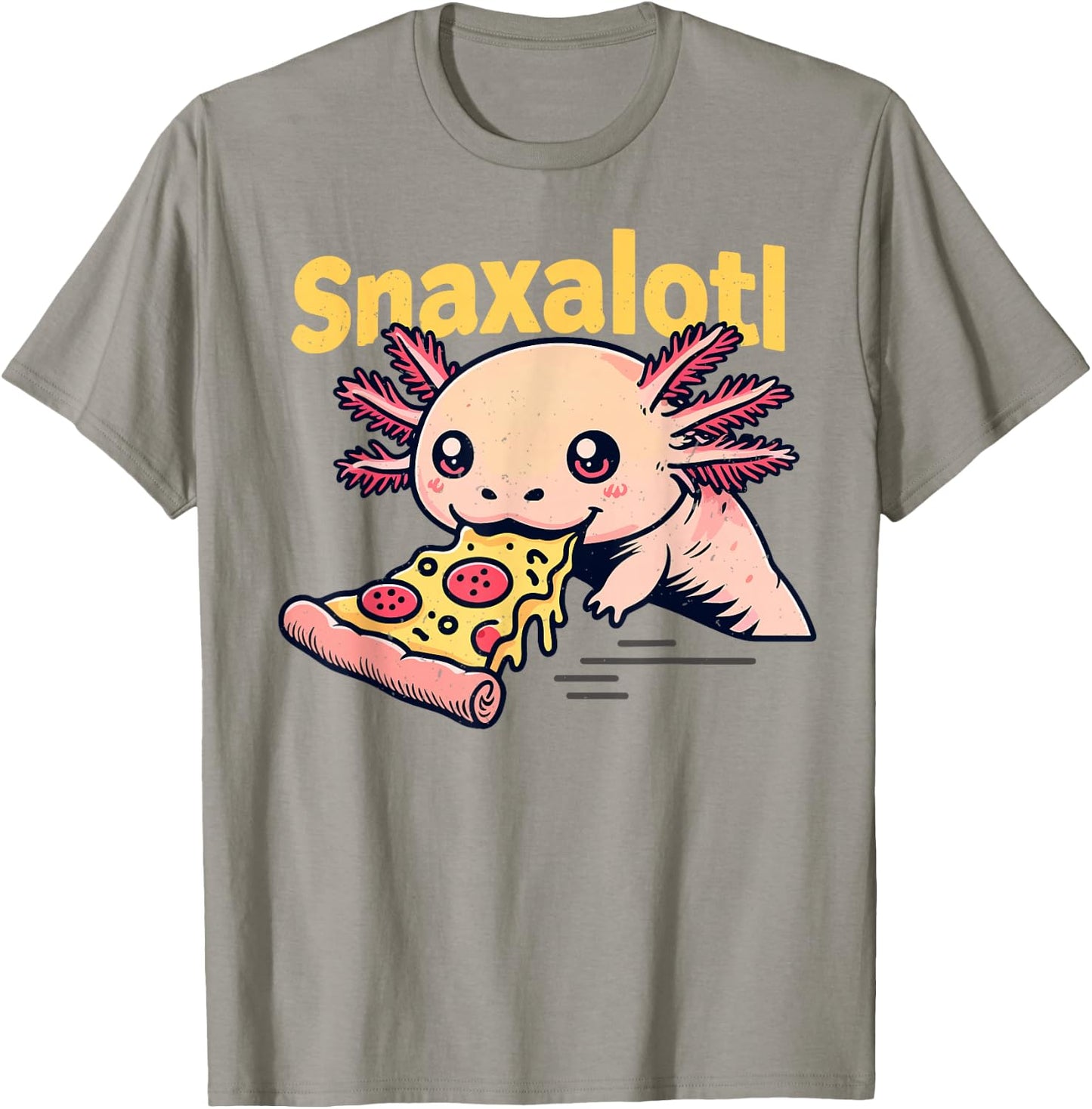 Snaxalotl Funny Axolotl Eating Pizza Snacks Lovers Boys Girl T-Shirt - T-Shirt | Sand