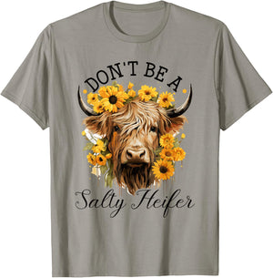 Highland Cow, Dont Be A Salty Heifer, Western Girl Country T-Shirt - T-Shirt | Sand