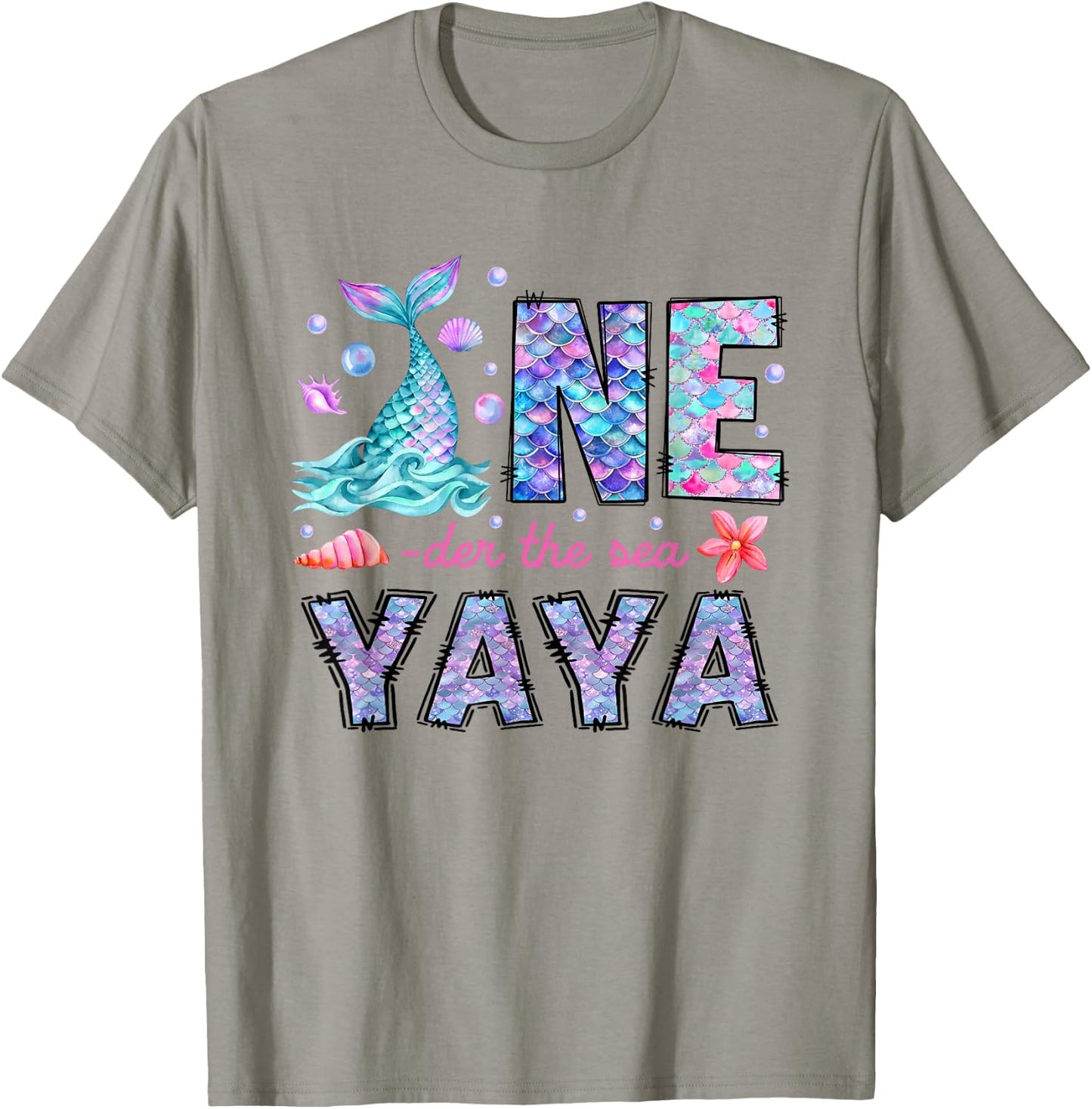 Oneder Under The Sea Yaya 1st Birthday Girl Mermaid T-Shirt - T-Shirt | Sand