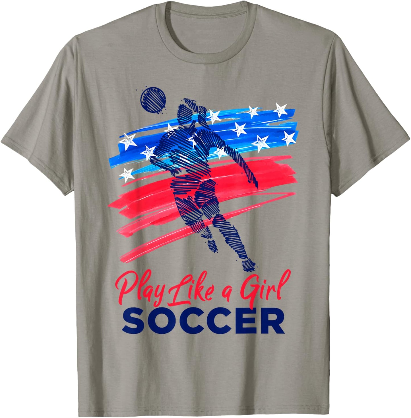 Play Like a Girl Soccer Sport Kids Girl Teen Football T-Shirt - T-Shirt | Sand