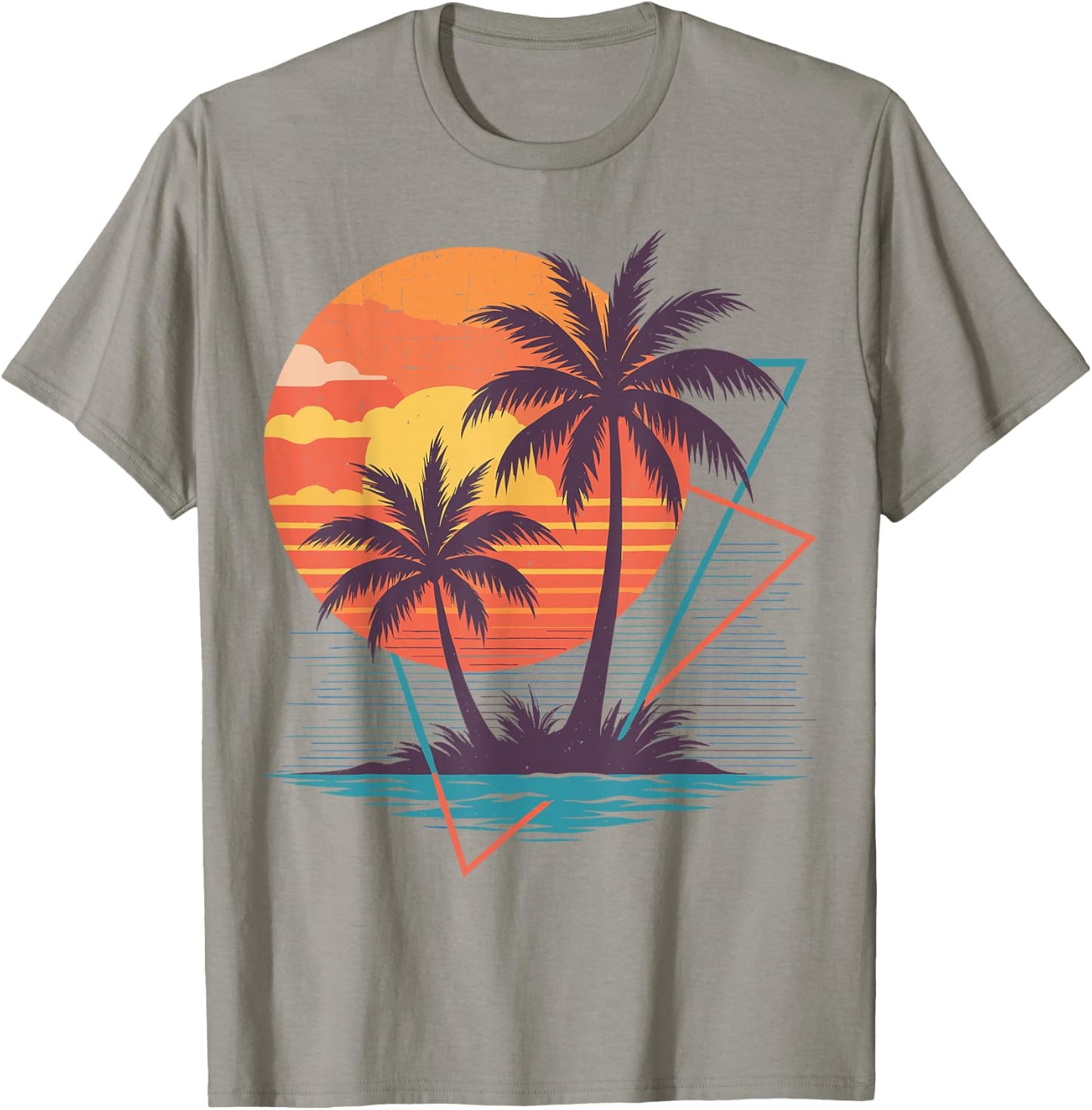 Plage Palmier Coucher de Soleil Graphique Vacances d'été tropicales T-Shirt - T-Shirt | Sand