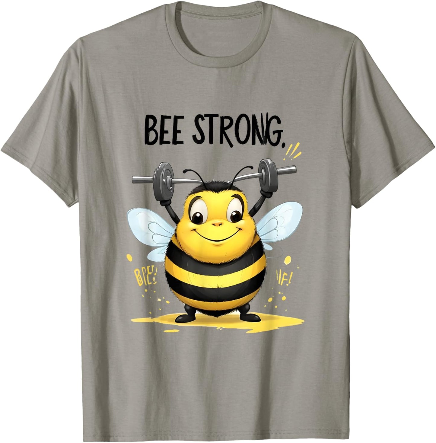 Lustige mollige gelbe Biene: Be Strong T-Shirt - T-Shirt | Sand