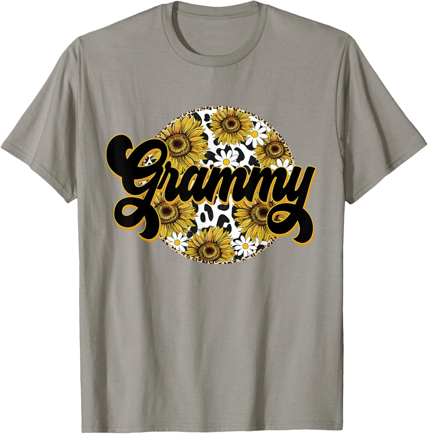 Cute Grammy Cow Print Sunflower Leapard Grandma Mother's day T-Shirt - T-Shirt | Sand