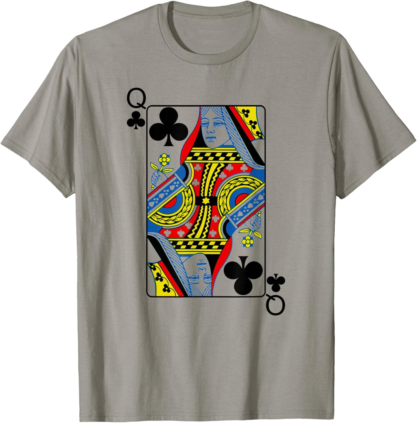 Queen Clubs Playing Cards Poker T-Shirt - T-Shirt | Sand