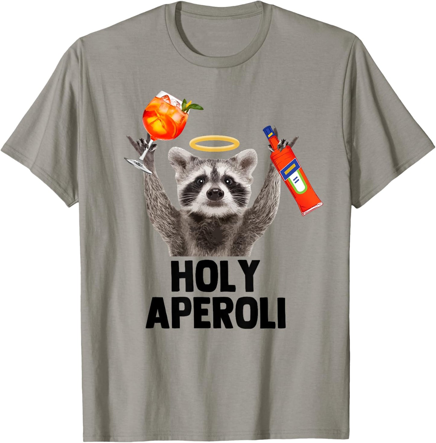 HOLY APEROLI X Raccoon Meme Racoon X Aperoly Pedro Spritz , White T-Shirt - T-Shirt | Sand