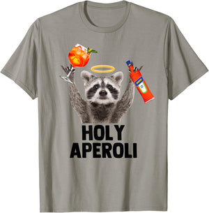 HOLY APEROLI X Raccoon Meme Racoon X Aperoly Pedro Spritz , White T-Shirt - T-Shirt | Sand