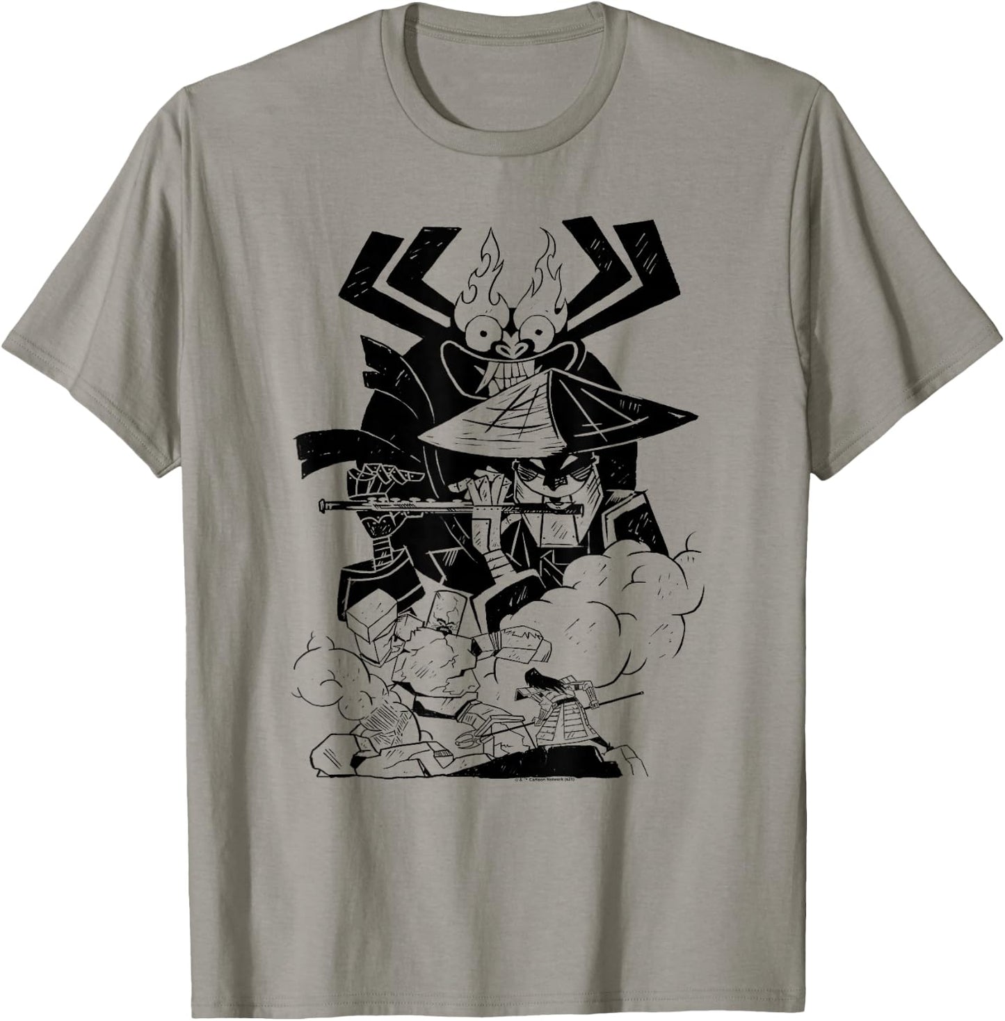 Samurai Jack Aku Scaramouche Battle T-Shirt - T-Shirt | Sand