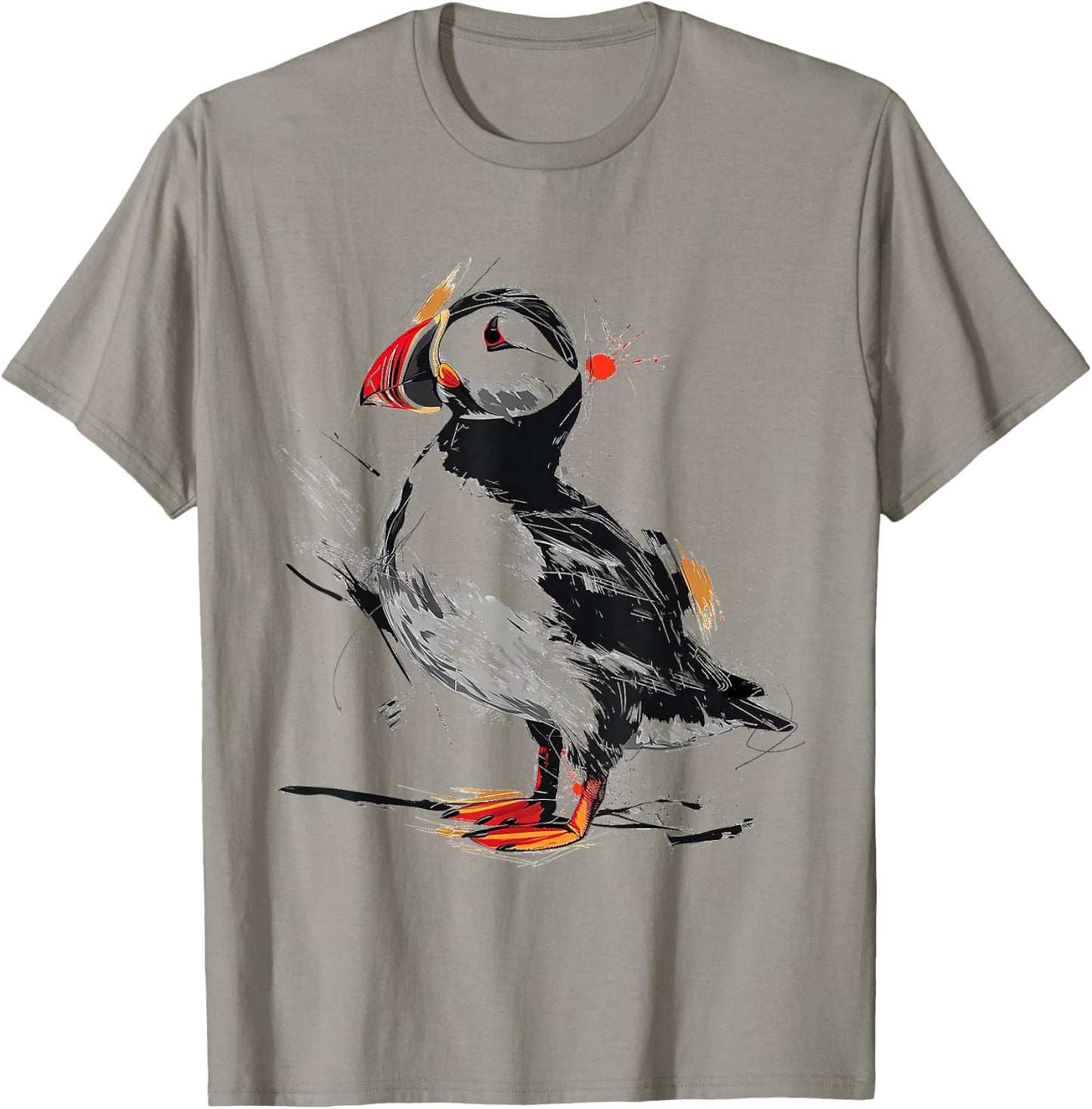 Puffin Animal Print Graphic Drawing Illustration Abstract Puffin , white, S T-Shirt - T-Shirt | Sand