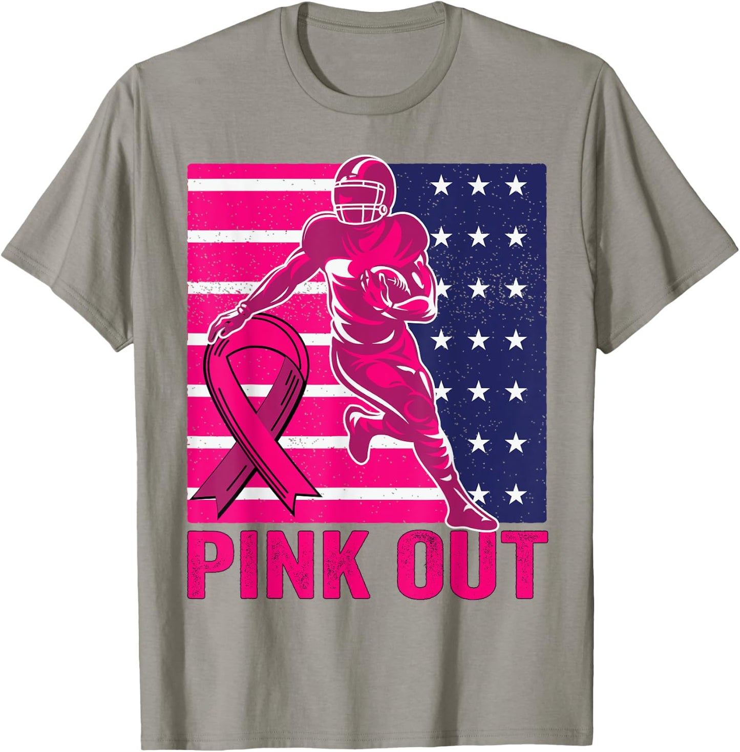 Pink Out Breast Cancer Awareness Football Breast Cancer T-Shirt - T-Shirt | Sand