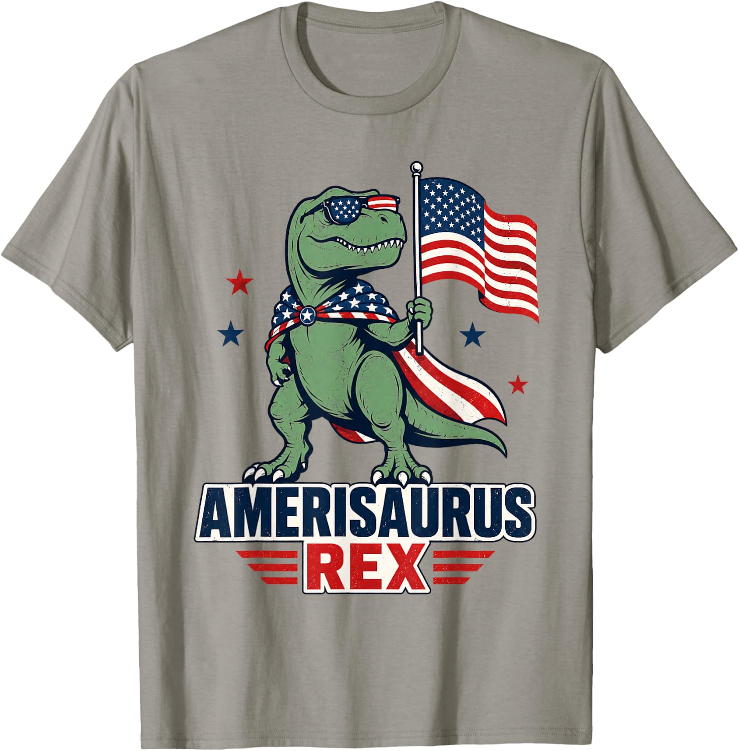 Dinosaur 4th of July T Rex Funny Amerisaurus Rex Boys Men T-Shirt - T-Shirt | Sand