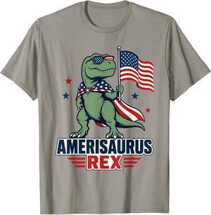 Dinosaur 4th of July T Rex Funny Amerisaurus Rex Boys Men T-Shirt - T-Shirt | Sand
