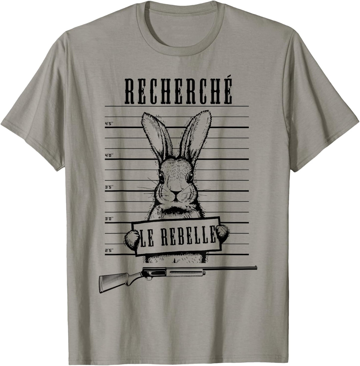 Man Rabbit Hunter Hare Dad Hunter Drawing Humor , white, S T-Shirt - T-Shirt | Sand