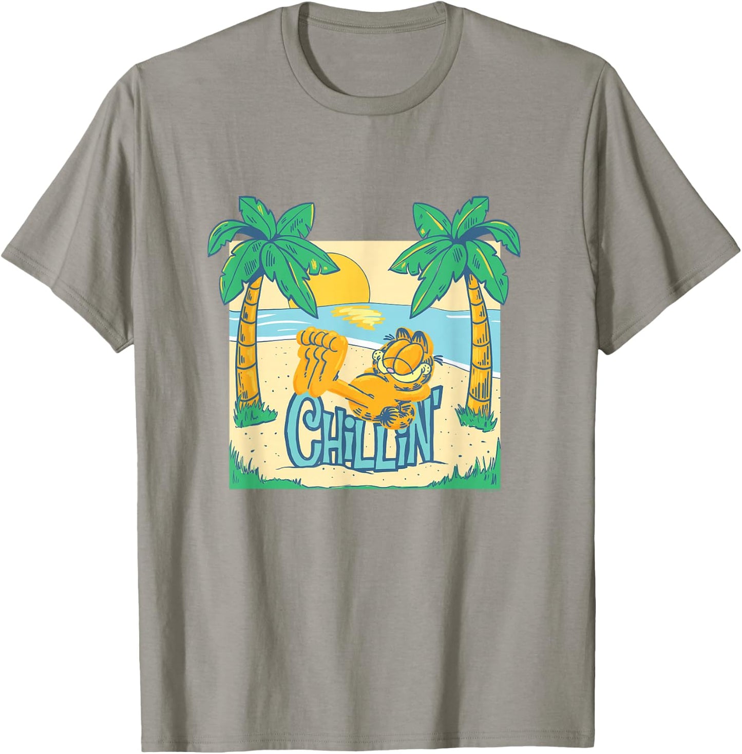 Garfield Chillin' at the Beach Summertime Cartoon Cat T-Shirt - T-Shirt | Sand