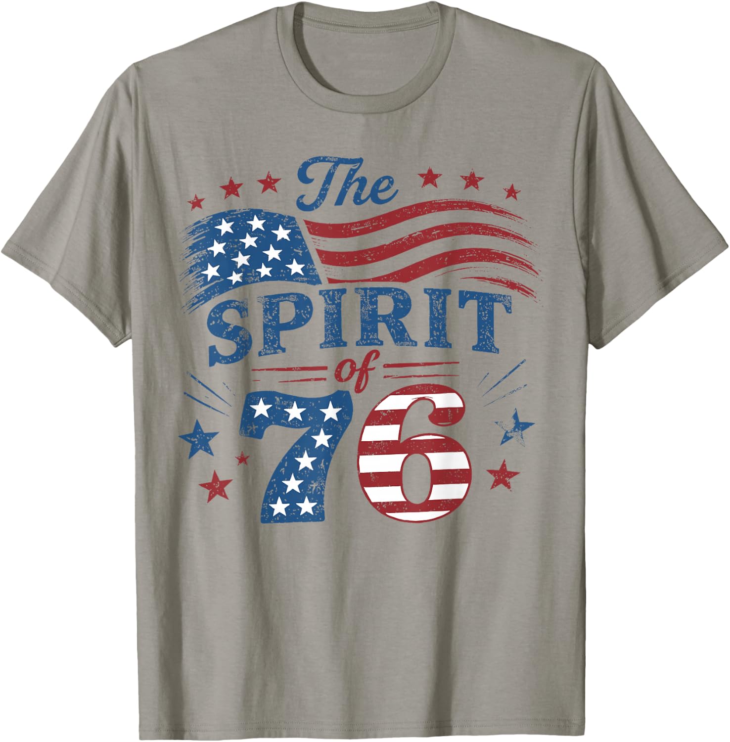 Retro The Spirit of 76 American Flag USA Fourth of July T-Shirt - T-Shirt | Sand