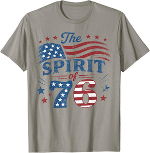Retro The Spirit of 76 American Flag USA Fourth of July T-Shirt - T-Shirt | Sand